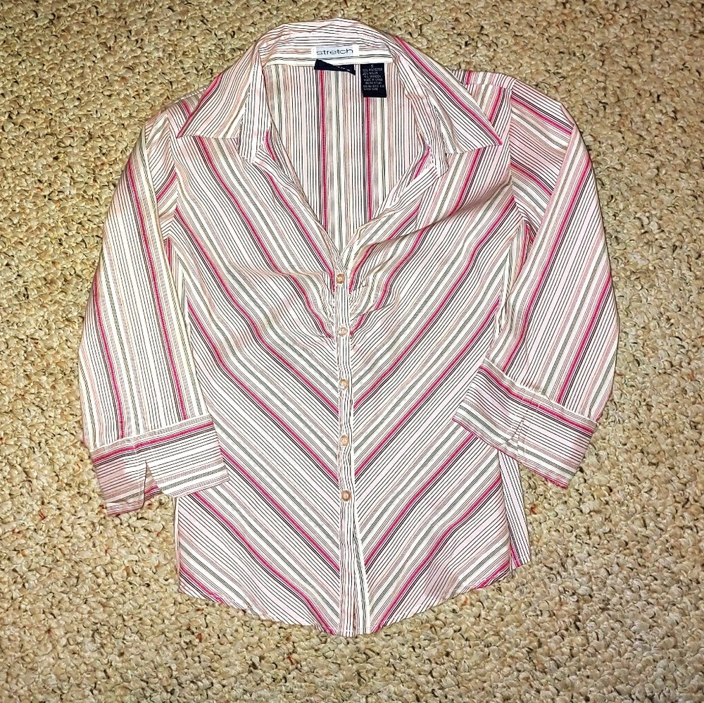 Cute pink office button down work shirt